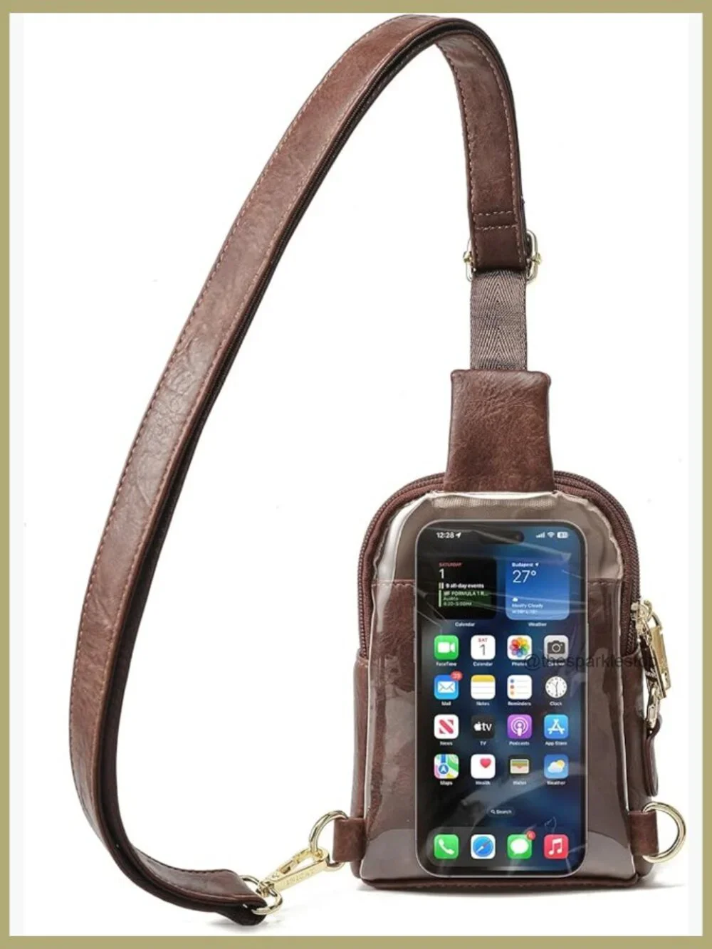 Touchscreen Sling Bag Faux Leather Anti-theft RFID Crossbody Cell Phone Purse